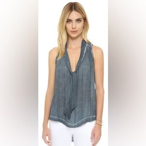 Free People Sleeveless Tie Front Top Sz S Gray Blue